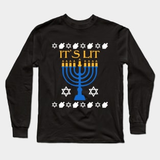 It's Lit Hanukkah Jewish Holiday Chanukah Long Sleeve T-Shirt